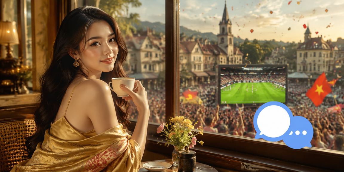 Khung cảnh giải trí buổi tối tại Đà Lạt với màn hình hiển thị lịch thi đấu thể thao trực tuyến