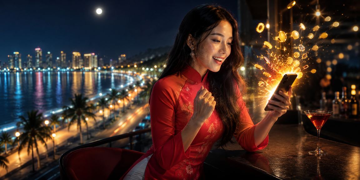 Người dùng trải nghiệm casino di động tại bãi biển Mũi Né